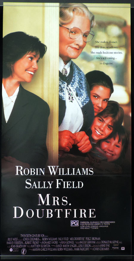 MRS DOUBTFIRE Daybill Movie poster Robin Williams Sally Field