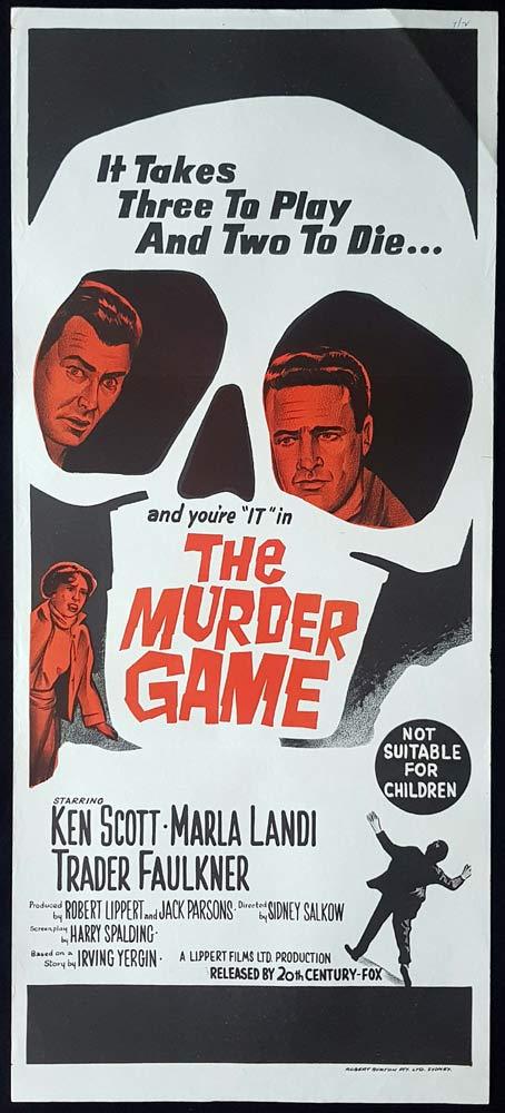 THE MURDER GAME Original Daybill Movie Poster Ken Scott Film Noir