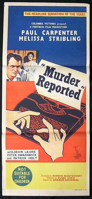 MURDER REPORTED Film Noir Daybill Movie poster