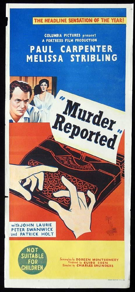 MURDER REPORTED Original Daybill Movie Poster Film Noir Paul Carpenter
