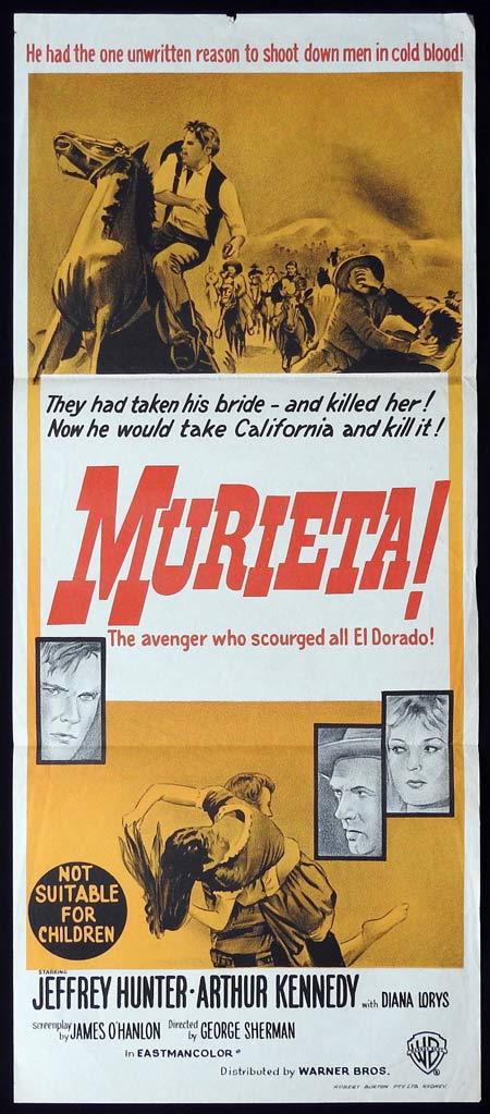 MURIETA Original daybill Movie Poster Jeffrey Hunter Arthur Kennedy