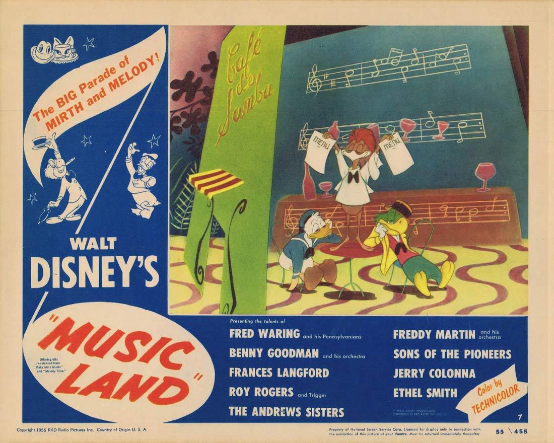 MUSIC LAND 1955 Disney DONALD DUCK Rare Lobby card 5