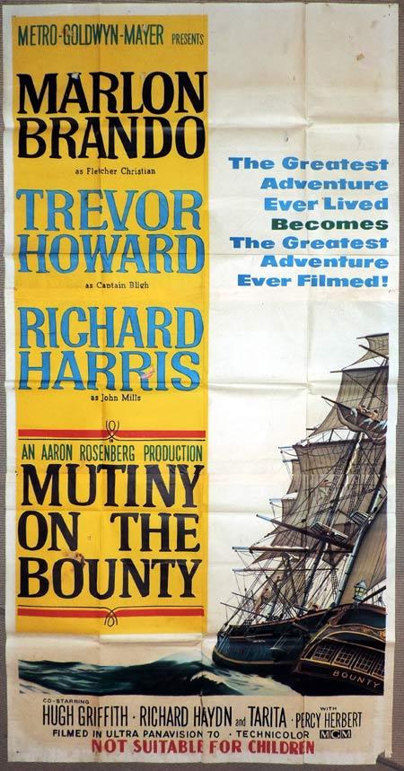 MUTINY ON THE BOUNTY Original 3 Sheet Movie Poster Marlon Brando Trevor Howard