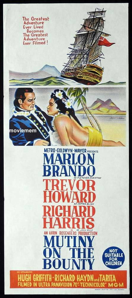 MUTINY ON THE BOUNTY Original Daybill Movie Poster Marlon Brando Trevor Howard