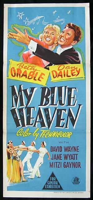 MY BLUE HEAVEN Daybill Movie Poster 1950 Betty Grable Dailey