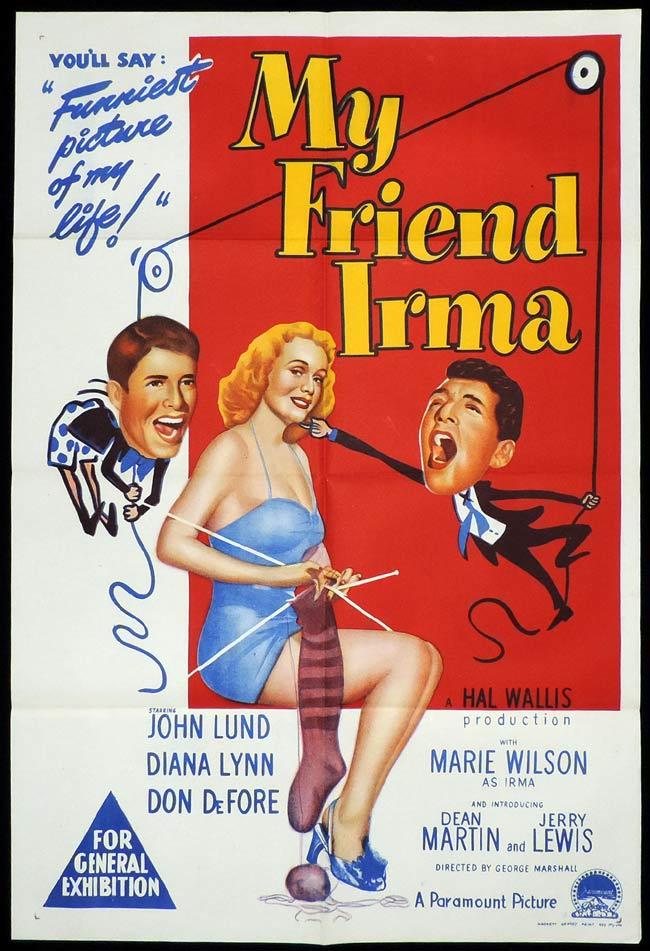 MY FRIEND IRMA Original One sheet Movie Poster JERRY LEWIS Dean Martin