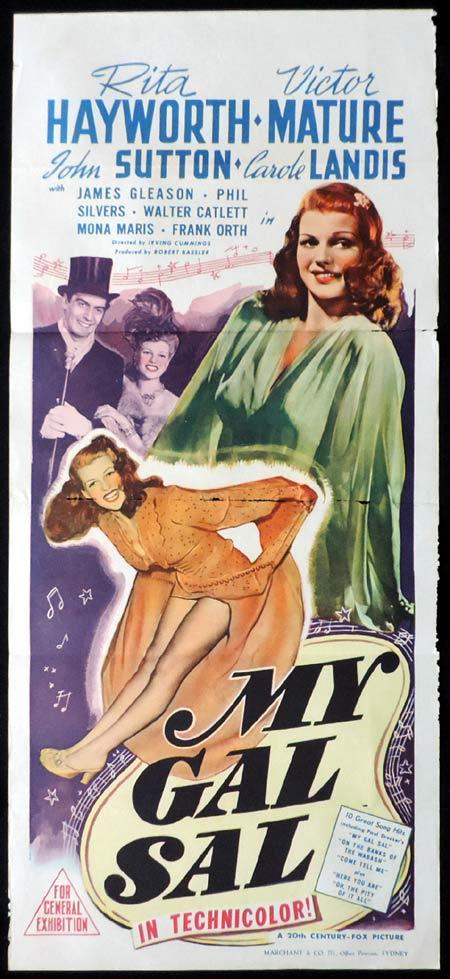 MY GAL SAL Original Daybill Movie Poster Victor Mature Rita Hayworth