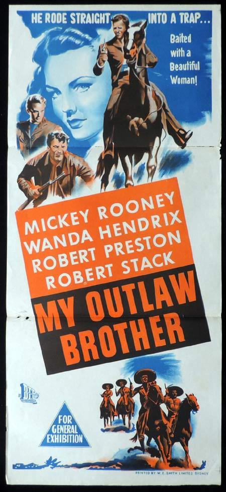 MY OUTLAW BROTHER Original Daybill Movie Poster Mickey Rooney Robert Preston