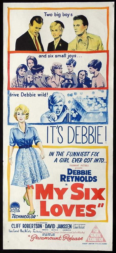 MY SIX LOVES Original Daybill Movie Poster Debbie Reynolds Cliff Robertson
