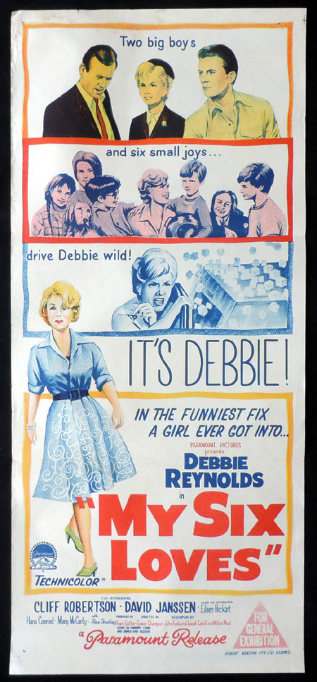 MY SIX LOVES 1962 Debbie Reynolds VINTAGE Daybill Movie poster