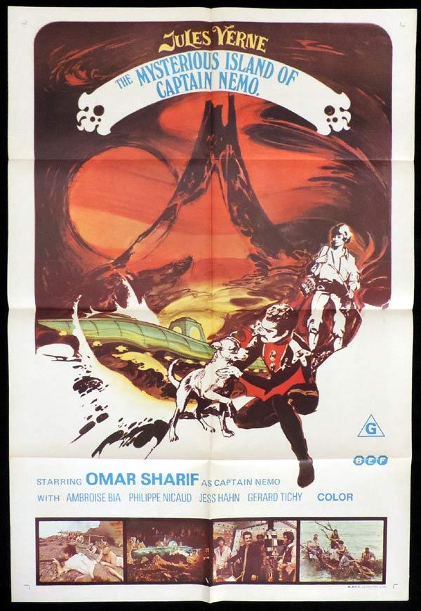 MYSTERIOUS ISLAND OF CAPTAIN NEMO One Sheet Movie Poster Jules Verne Omar Sharif