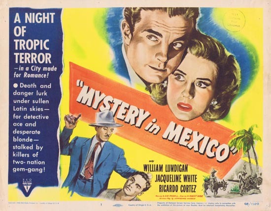 MYSTERY IN MEXICO 1948 Film Noir William Lundigan Title Lobby Card