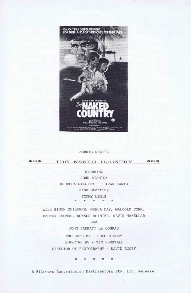 THE NAKED COUNTRY Rare AUSTRALIAN Movie Press Sheet