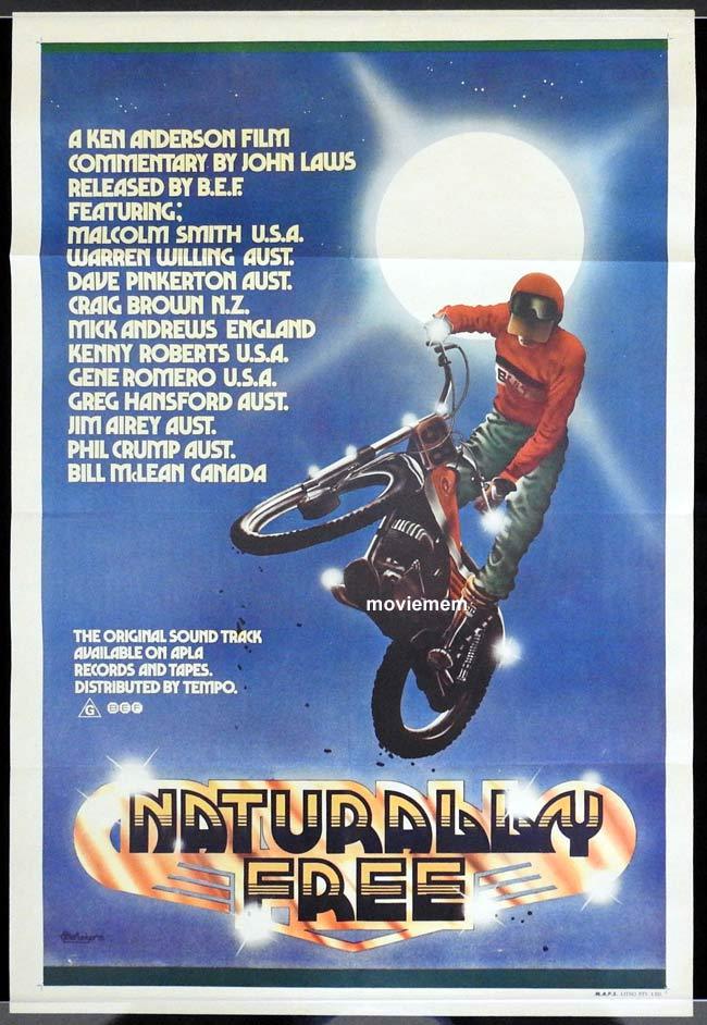 NATURALLY FREE One sheet Movie poster Motorcycle art by Peter Ledger