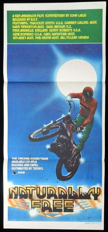 NATURALLY FREE Daybill Movie poster 1975 Ken Anderson Australian dirt bike racing documentary NZ