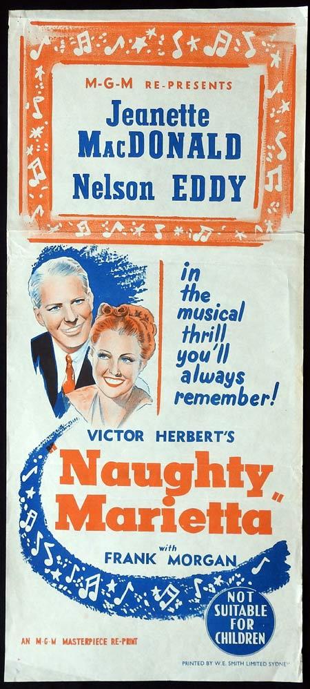 NAUGHTY MARIETTA Original daybill Movie Poster 1950sr