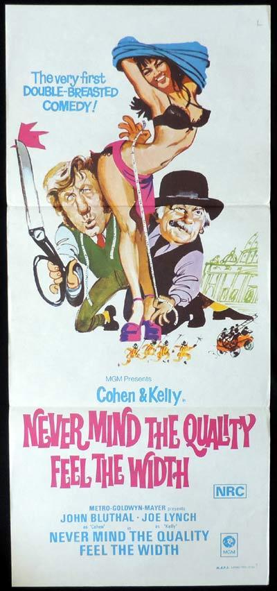 NEVER MIND THE QUALITY FEEL THE WIDTH Daybill Movie poster British Comedy John Bluthal