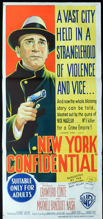 NEW YORK CONFIDENTIAL Richard Conte Film Noir RARE Daybill Movie poster