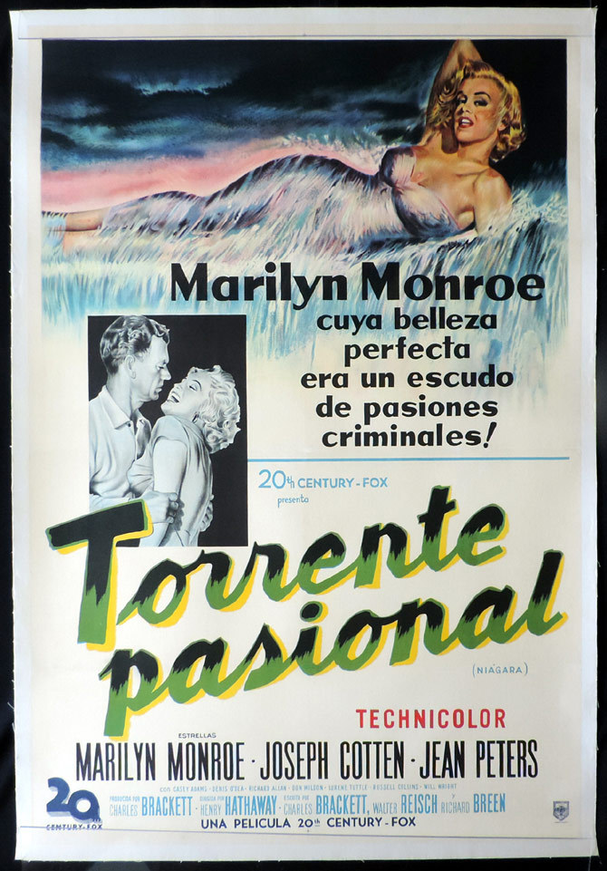 NIAGARA Marilyn Monroe Vintage AGENTINIAN Linen Backed Movie Poster