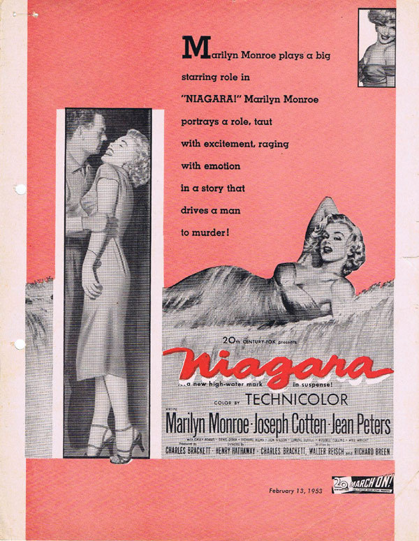 NIAGARA Marilyn Monroe Movie Vintage Trade Ad