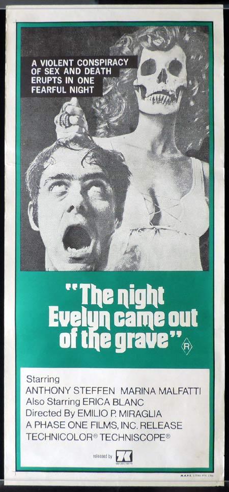 THE NIGHT EVELYN CAME OUT OF THE GRAVE Original Daybill Movie Poster Horror