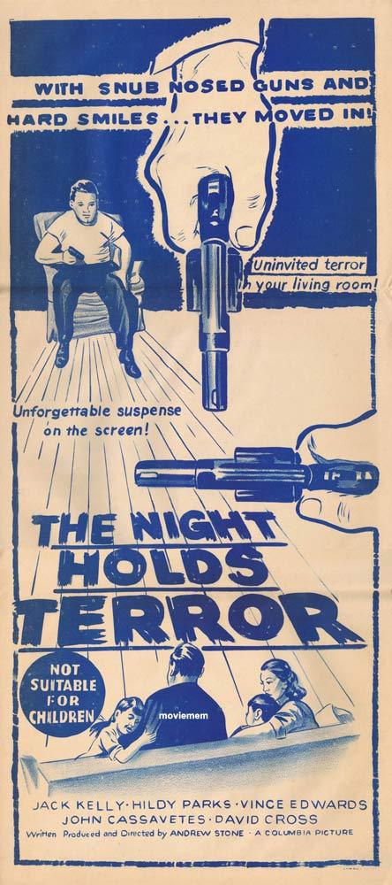 THE NIGHT HOLDS TERROR Original Daybill Movie poster Jack Kelly Film Noir