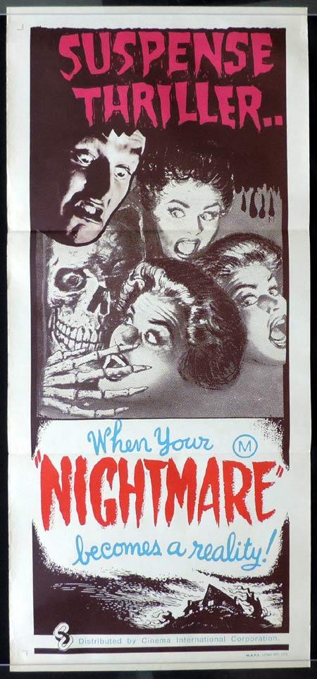 NIGHTMARE Original Daybill Movie Poster Freddie Francis Hammer Horror