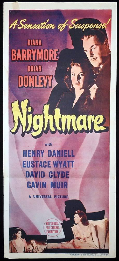 NIGHTMARE Original Daybill Movie poster Diana Barrymore Brian Donlevy