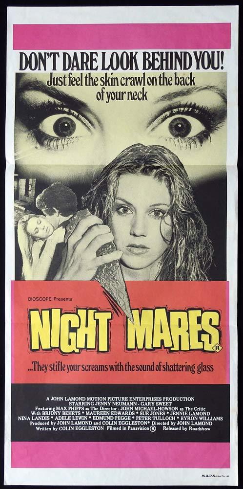 NIGHTMARES Daybill Movie Poster SLASHER John Lamond Rare Daybill