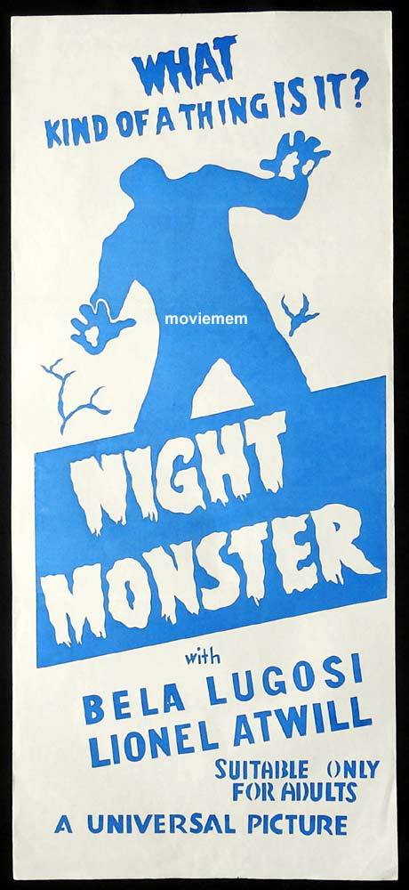 NIGHT MONSTER Original 50sr Daybill Movie Poster Bela Lugosi Universal Horror Lionel Atwill