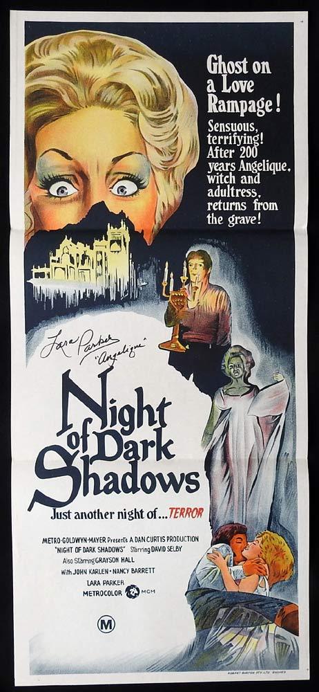NIGHT OF DARK SHADOWS Original Daybill Movie poster AUTOGRAPHED by Lara Parker