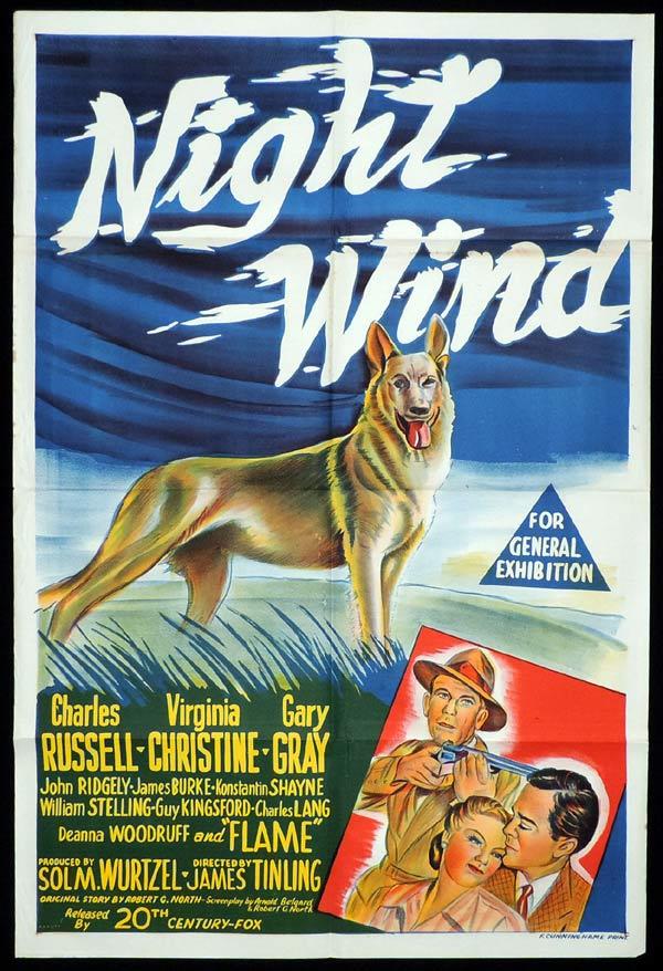 NIGHT WIND One Sheet Movie Poster Charles Russell German Shepherd