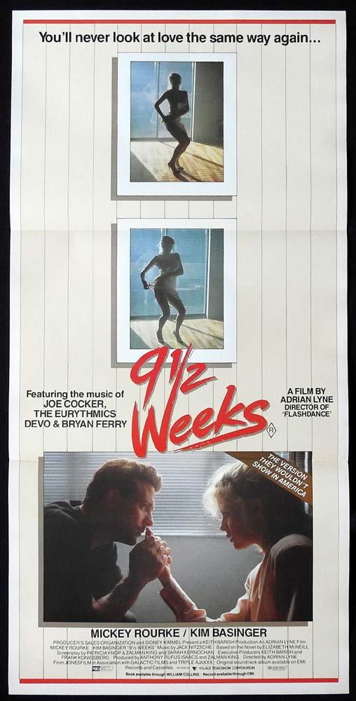 9½  WEEKS Original Daybill Movie poster MICKEY ROURKE Kim Basinger Karen Young