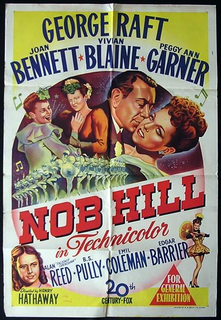 NOB HILL-George Raft HAND LITHO original one sheet poster