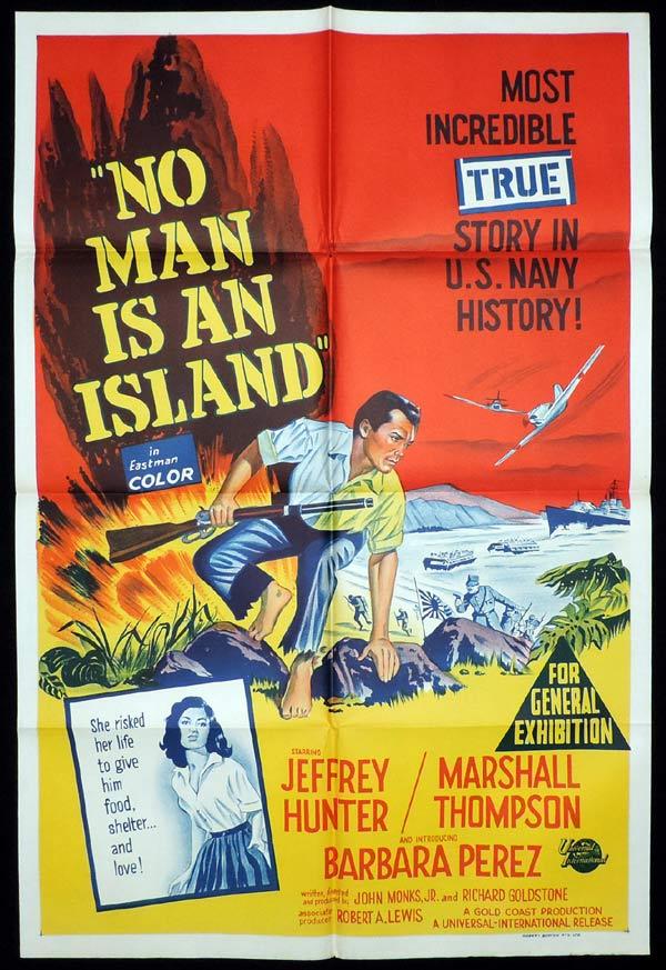 NO MAN IS AN ISLAND One Sheet Movie Poster Jeffrey Hunter