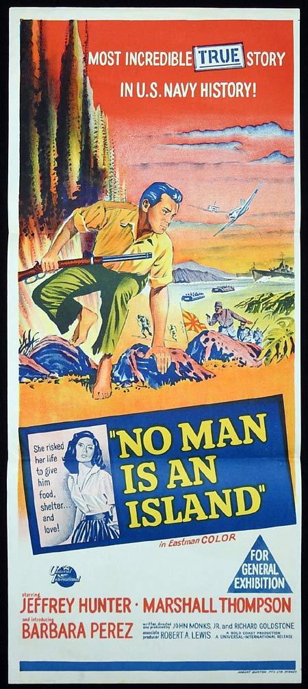 NO MAN IS AN ISLAND Original Daybill Movie poster Jeffrey Hunter Marshall Thompson