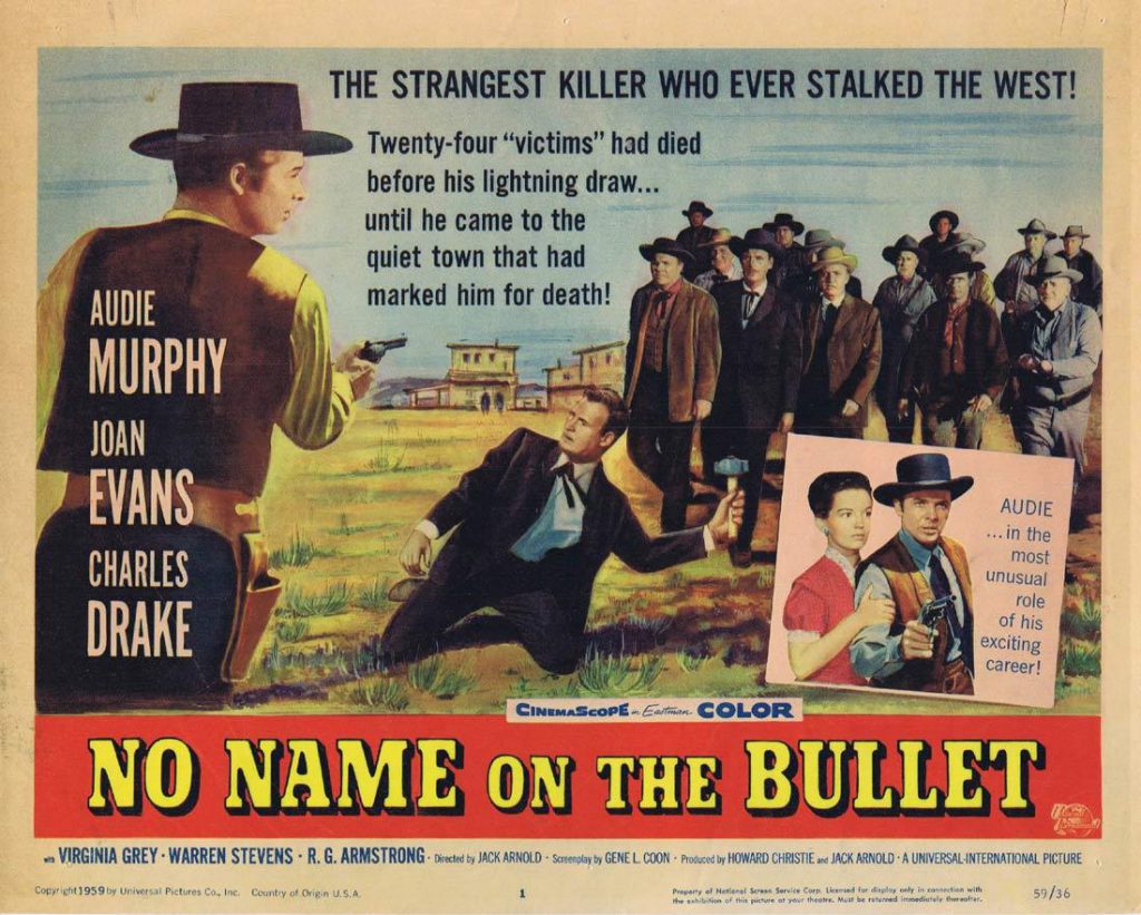NO NAME ON THE BULLET Title Lobby Card Audie Murphy Charles Drake Joan ...