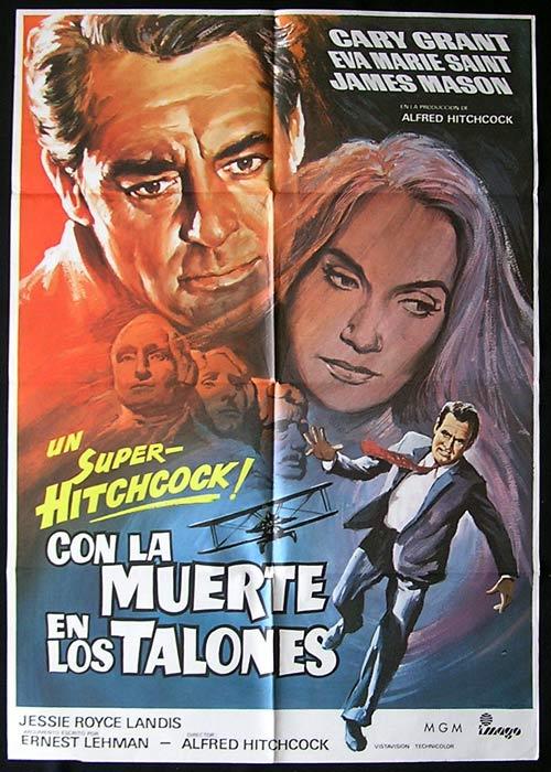 NORTH BY NORTHWEST Movie Poster 1959 Alfred Hitchcock Cary Grant Spanish One sheet