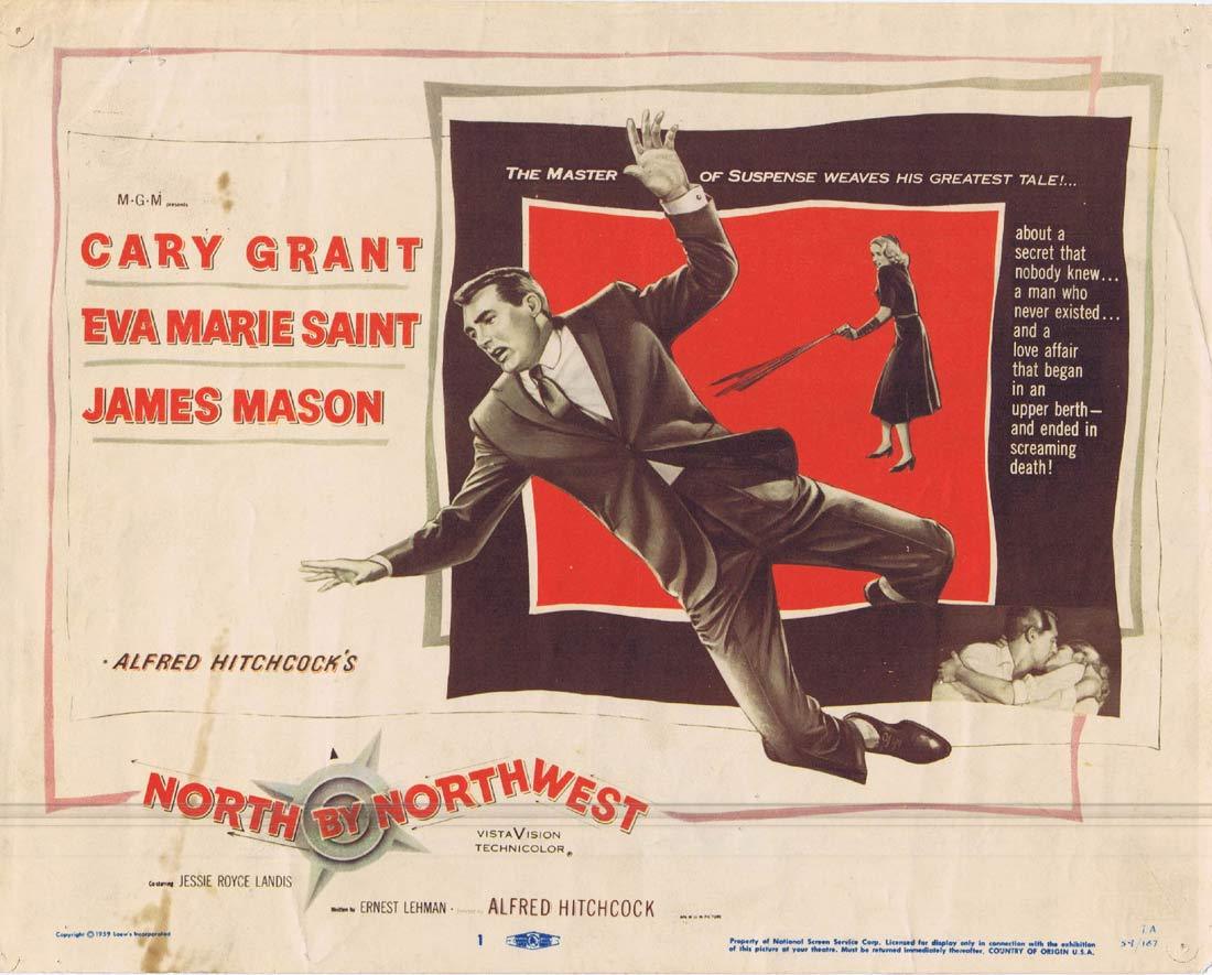 NORTH BY NORTHWEST Title Lobby Card Cary Grant Alfred Hitchcock Kim Novak