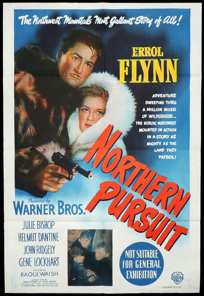 NORTHERN PURSUIT Original One sheet Movie Poster ERROL FLYNN