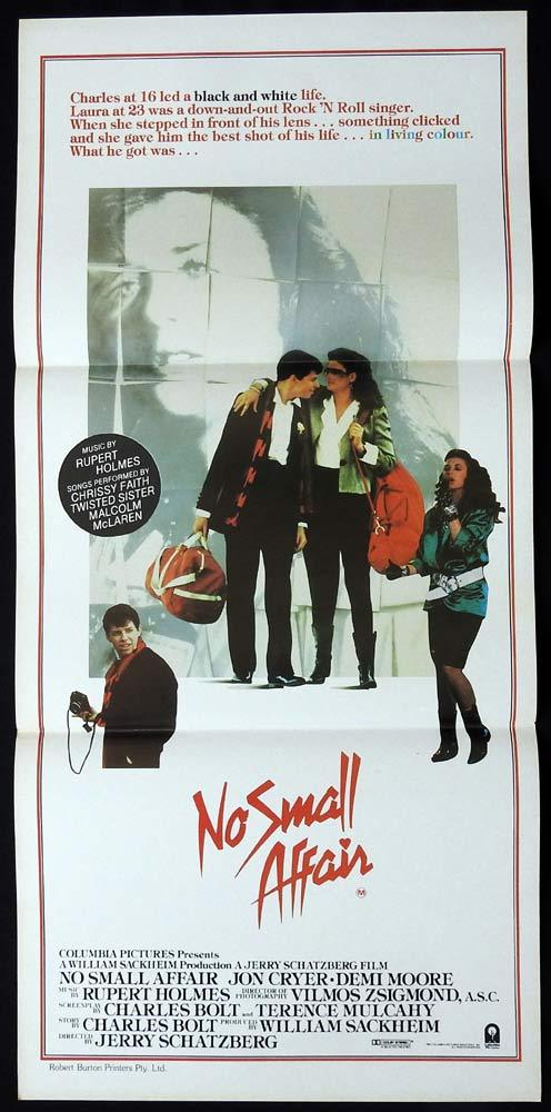 NO SMALL AFFAIR Original Daybill Movie poster Jon Cryer Demi Moore