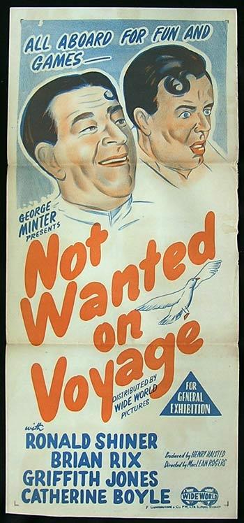 NOT WANTED ON VOYAGE Movie Poster 1957 Ronald Shiner Australian Daybill