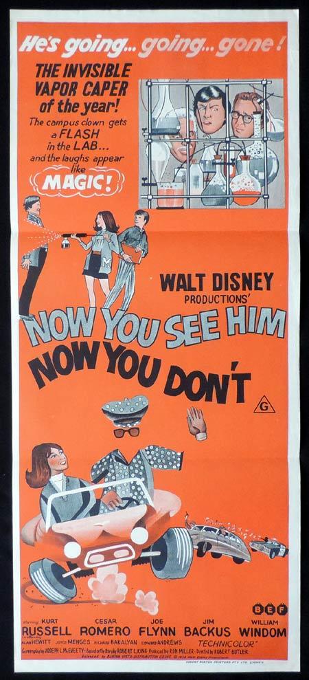 NOW YOU SEE HIM NOW YOU DON’T Original Daybill Movie Poster Disney Kurt Russell