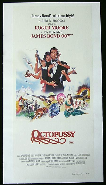 OCTOPUSSY 1983 James Bond Original LINEN BACKED Daybill Movie poster