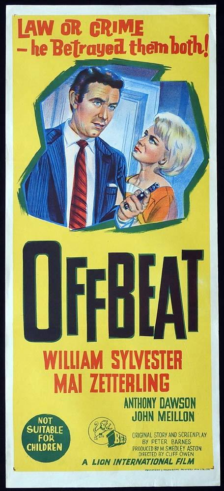 OFFBEAT Original Daybill Movie Poster William Sylvester Film Noir