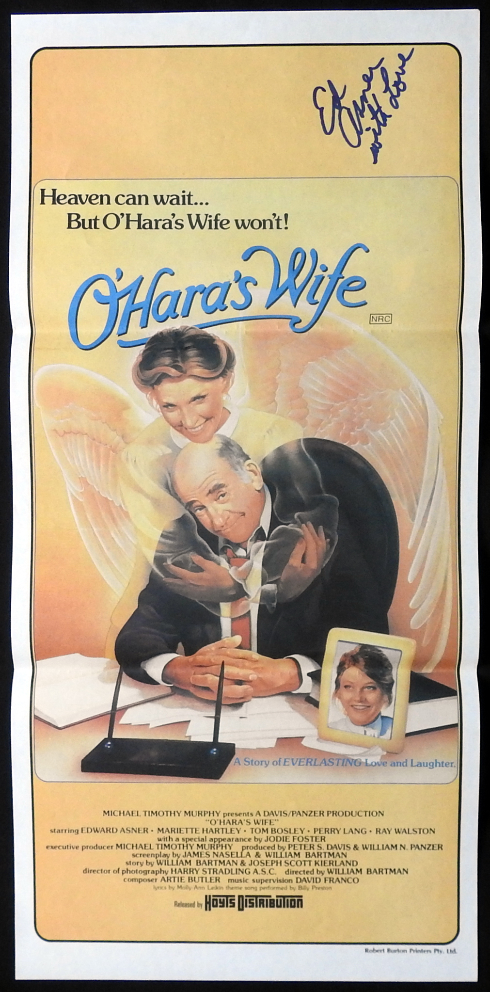 O’HARA’S WIFE Original Daybill Movie Poster Autograph Ed Asner