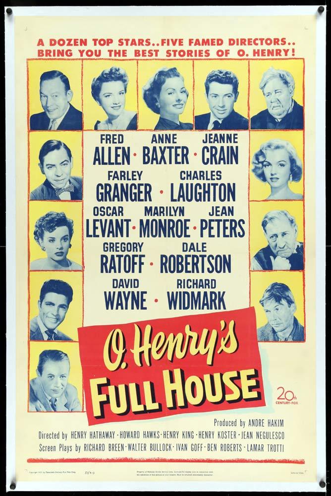 O.HENRY’S FULL HOUSE Linen Backed US One sheet Movie Poster Marilyn Monroe