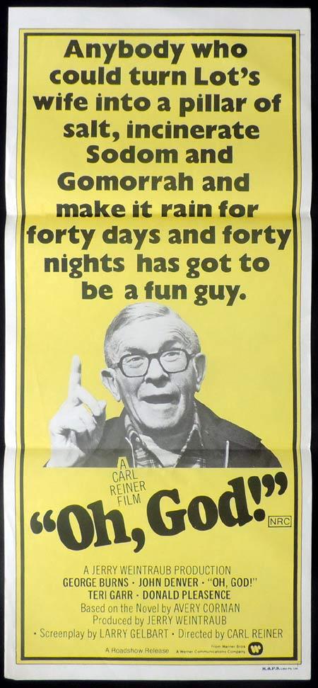 OH GOD Original daybill Movie Poster George Burns John Denver Teri Garr