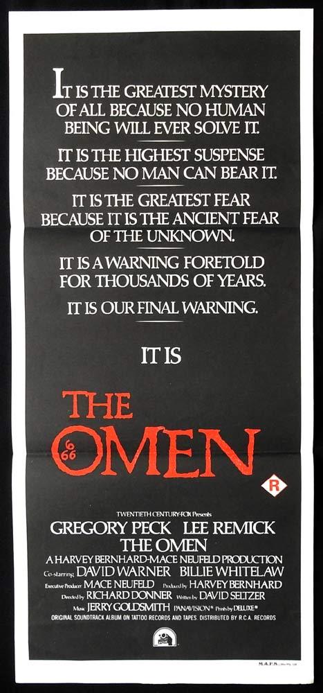 THE OMEN Original Daybill Movie Poster Gregory Peck Lee Remick