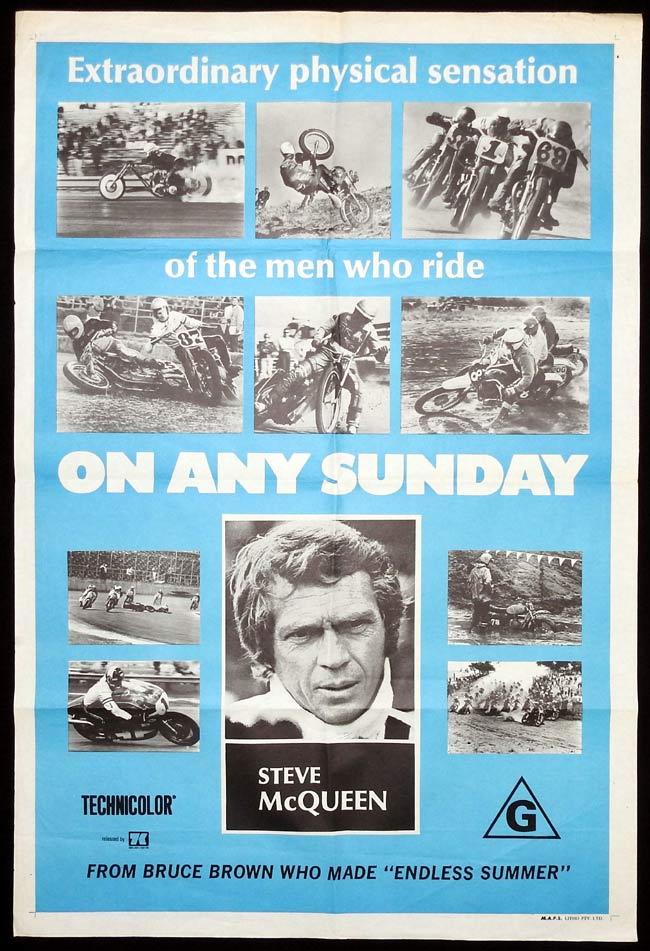 ON ANY SUNDAY Original One sheet Movie Poster Bruce Brown Steve McQueen Mert Lawwill